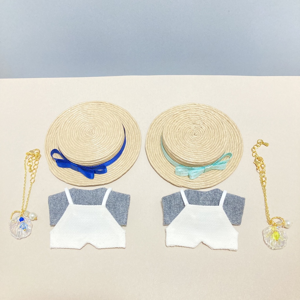 カンカン帽コーデ 10cmぬいぐるみ ぬい服 4点セット