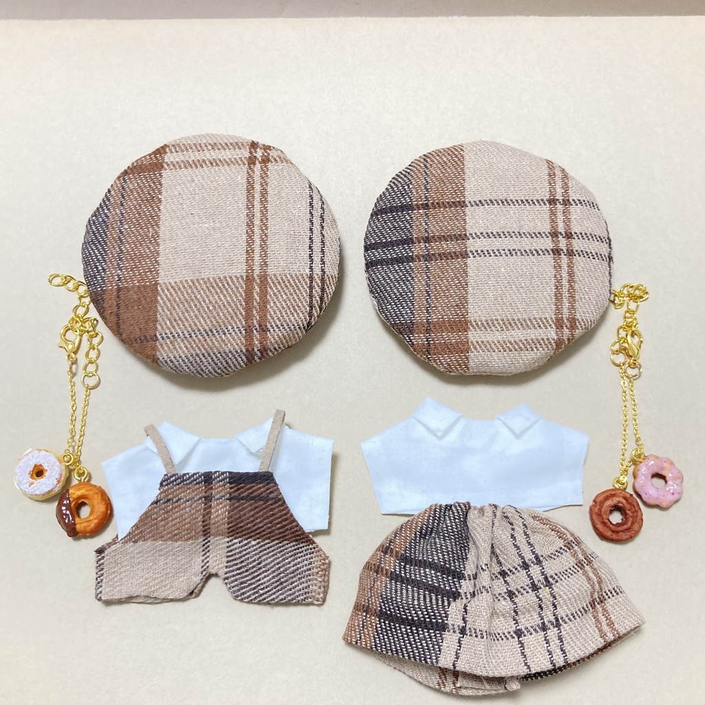 【新作】ドーナツ鞄コーデ 4点セット 10cm ぬいぐるみ服