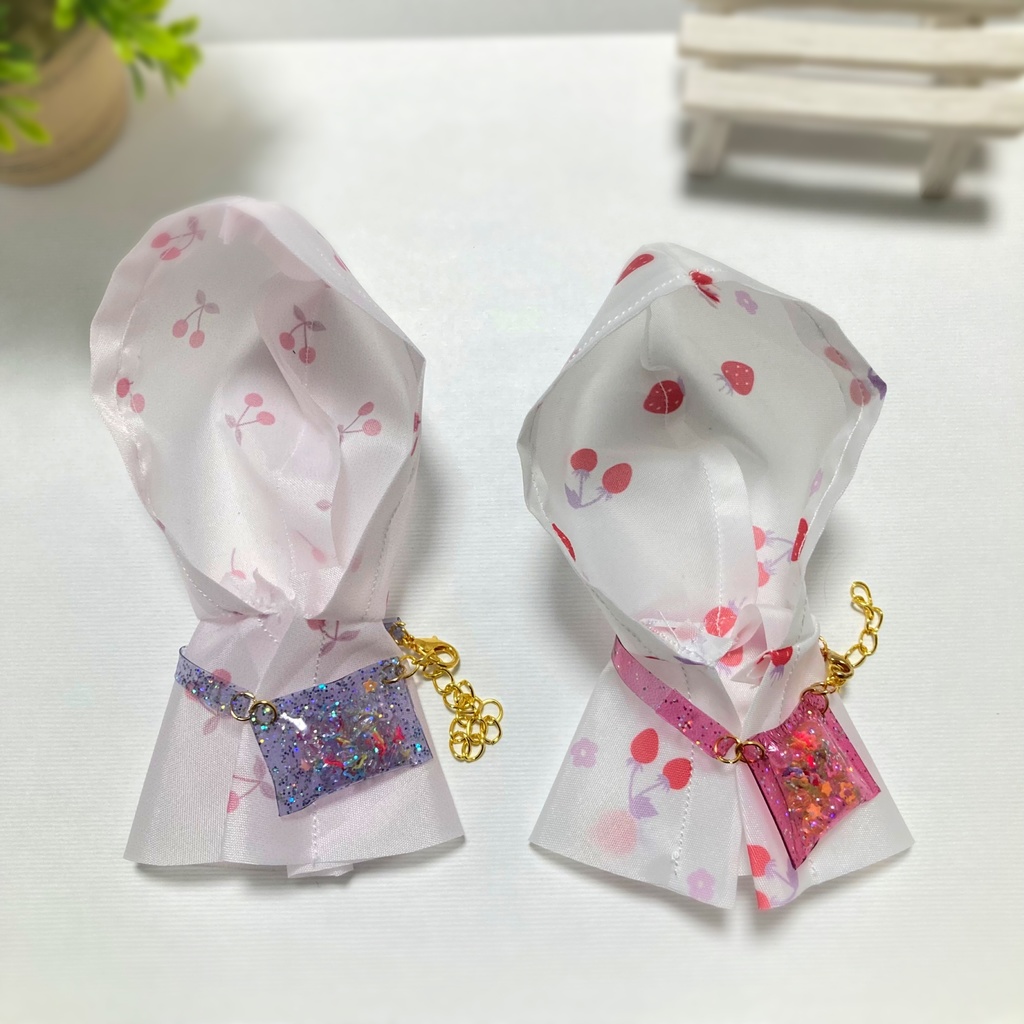【新作】ラメラメbag付きレインポンチョコーデ　2点セット　10cm ぬいぐるみ服