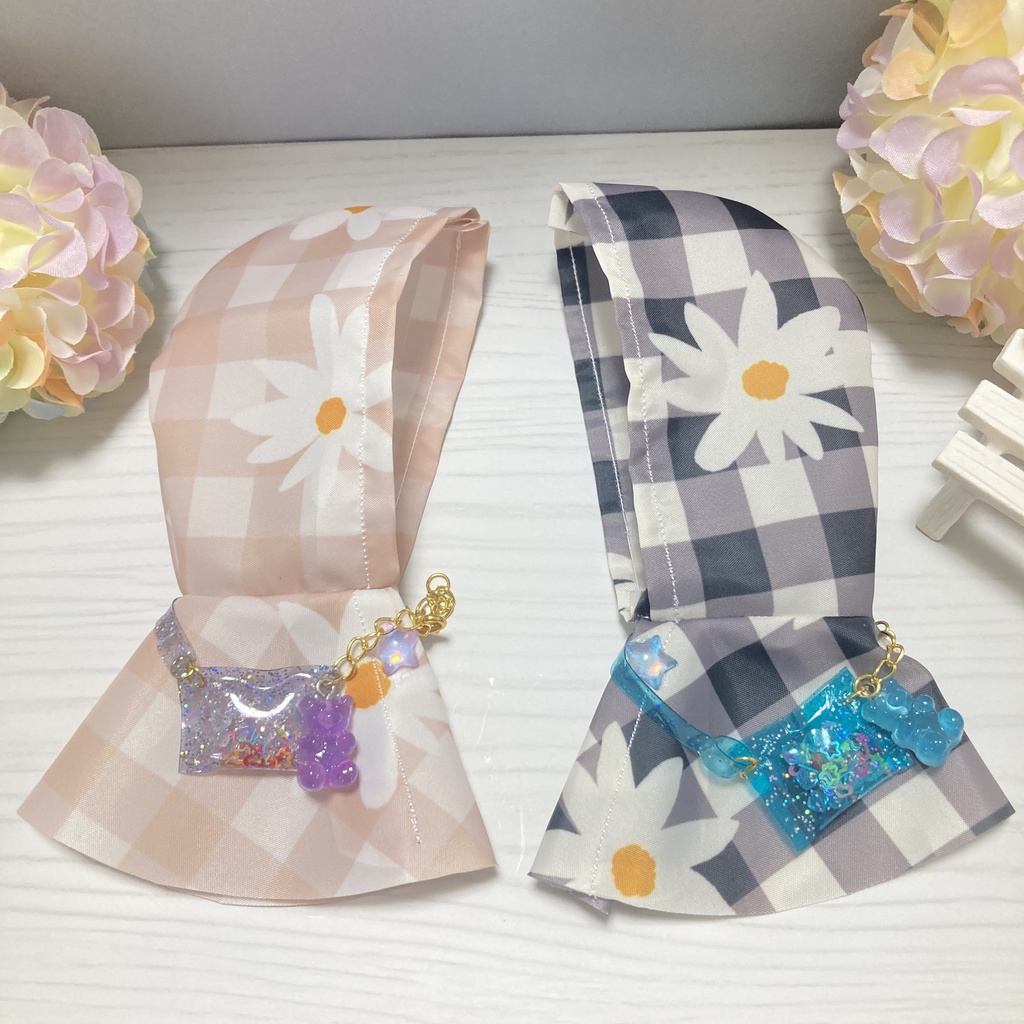 【新作】ラメラメbag付き花柄レインポンチョコーデ 2点セット 10cm ぬいぐるみ服