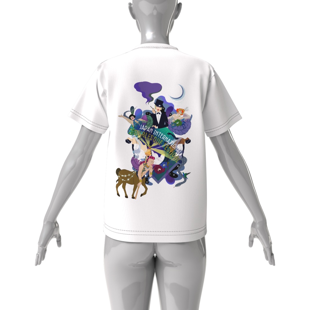 JIBF ビッグシルエットTシャツ バックイラスト (ホワイト)