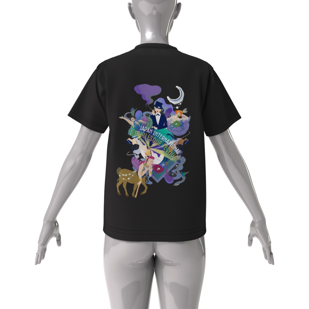 JIBF ビッグシルエットTシャツ バックイラスト (ブラック)