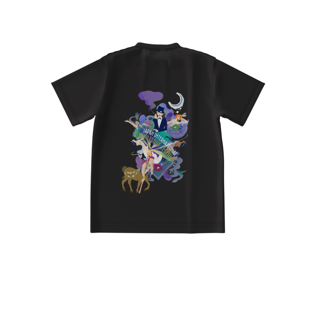 JIBF ビッグシルエットTシャツ バックイラスト (ブラック)