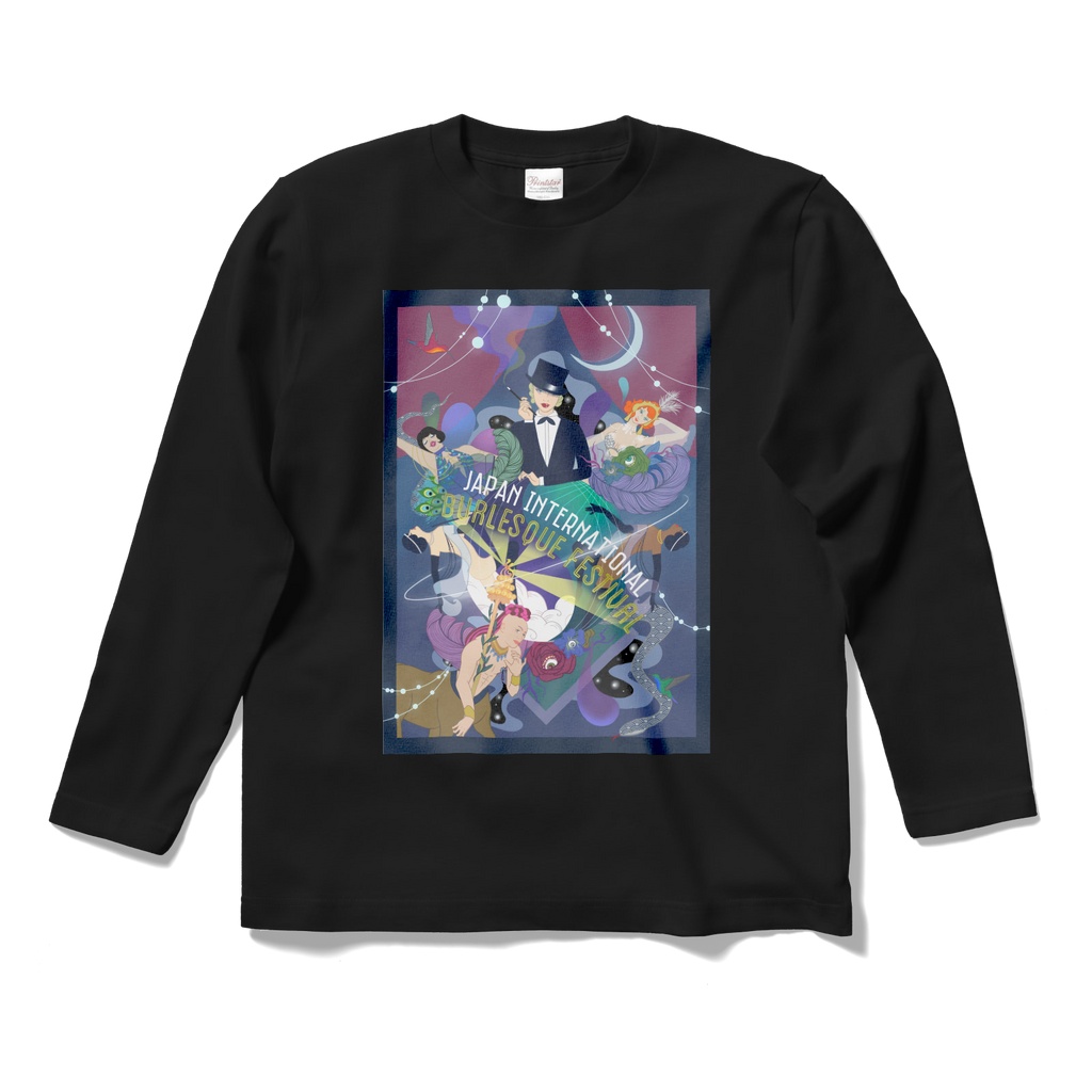 JIBF NewポスターロングスリーブTシャツ HIRAGANAバック (ブラック)