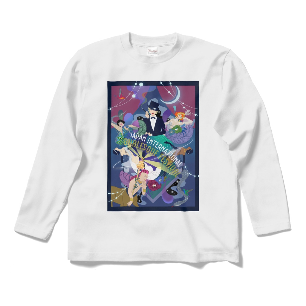 JIBF NewポスターロングスリーブTシャツ HIRAGANAバック (ホワイト)