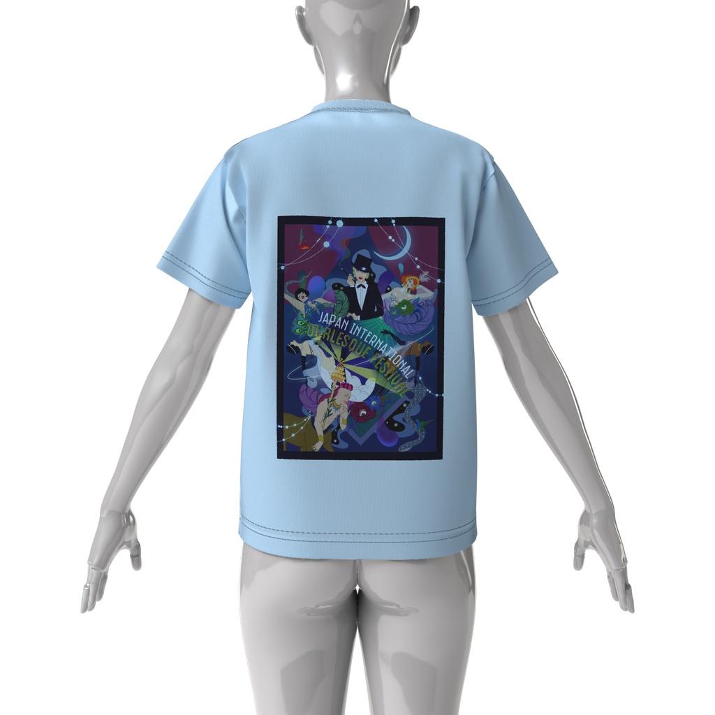 JIBF ビッグシルエットTシャツ バックイラスト (アシッドブルー)