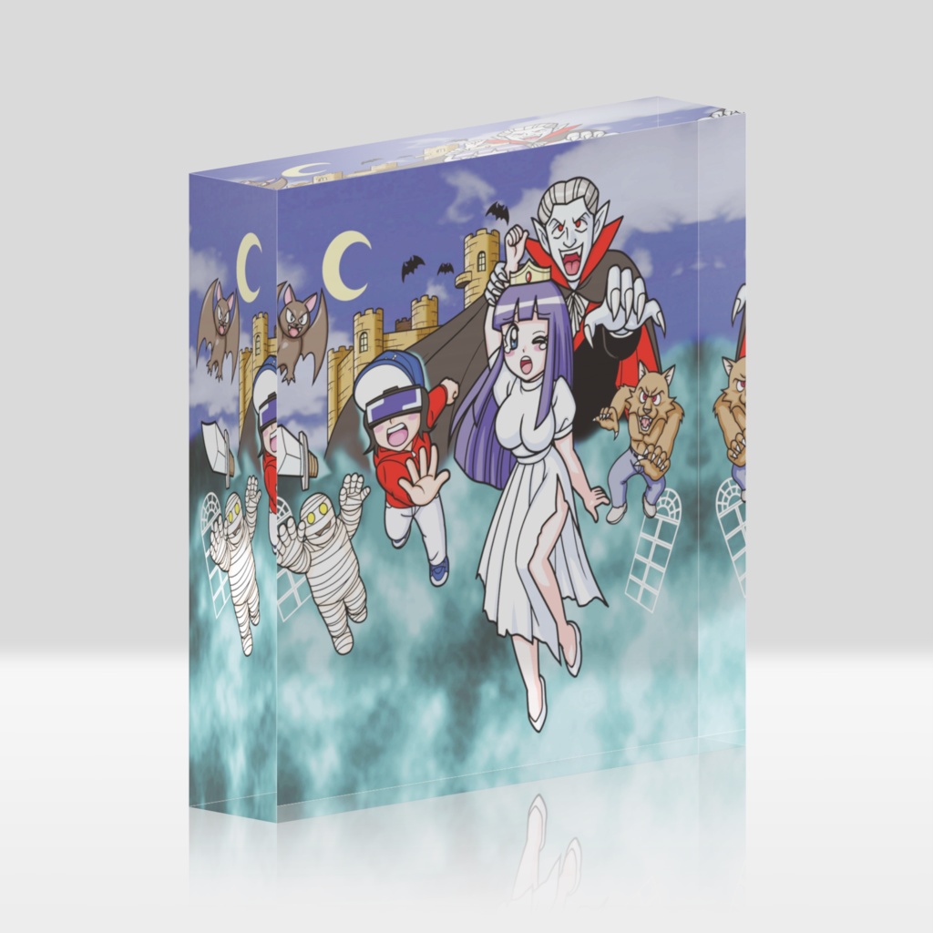 「ドラキュラの城」パッケージ絵アクリルブロック