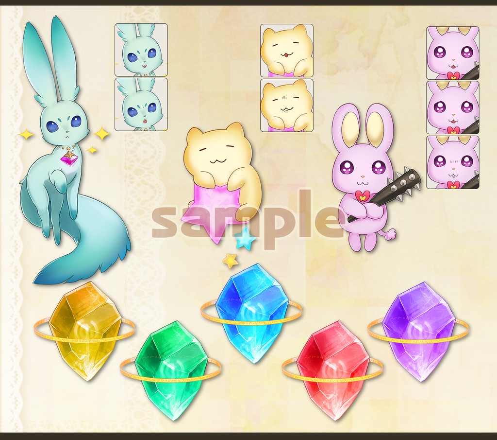 【無料立ち絵素材】マスコット、ナビゲーションキャラクターセット