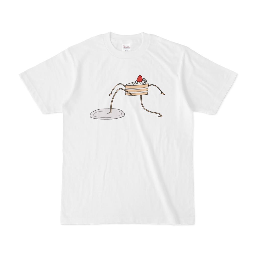 自らの意思で皿まで移動するショートケーキのTシャツ
