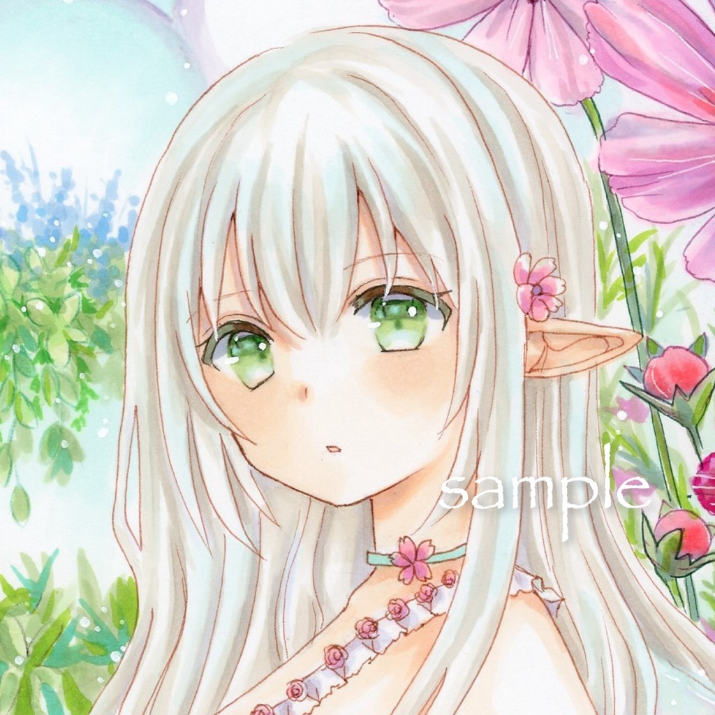 イラスト原画　銀髪少女の眼差し「ウクライナの女」 銀髪 イラスト かわいい 銀髪碧眼 銀髪碧眼 - RiUのイラスト