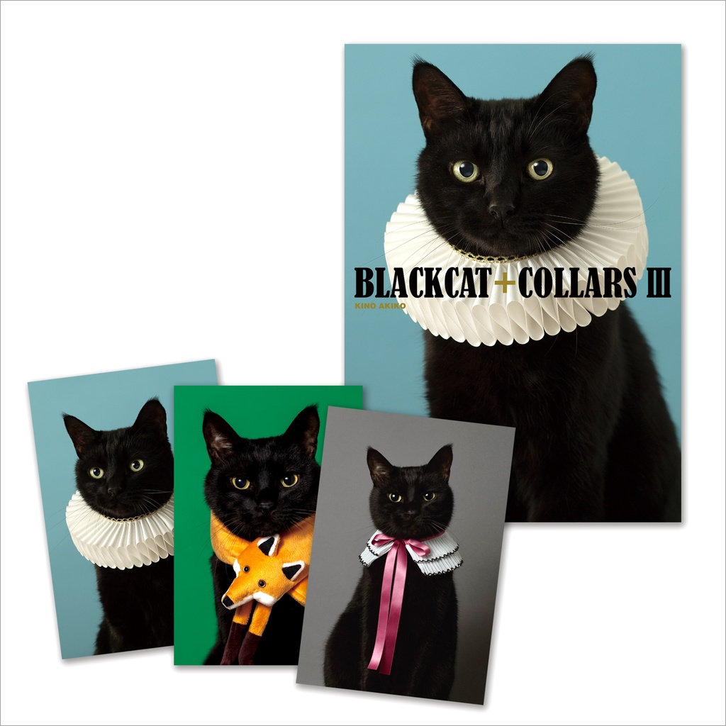 セット売り「クロネコと首輪３」とポストカード３種類