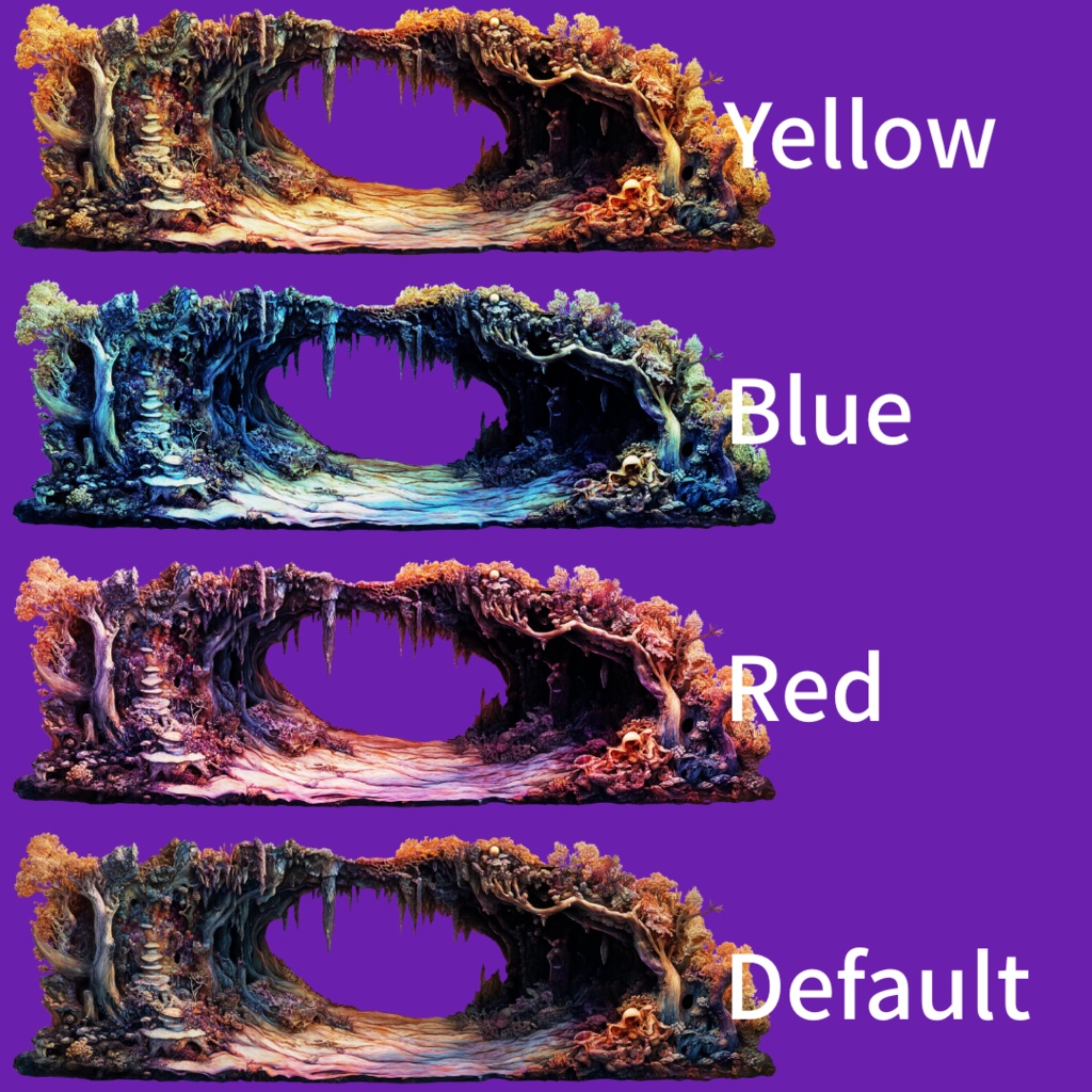 【素材、装飾】幻想的な森の洞窟素材