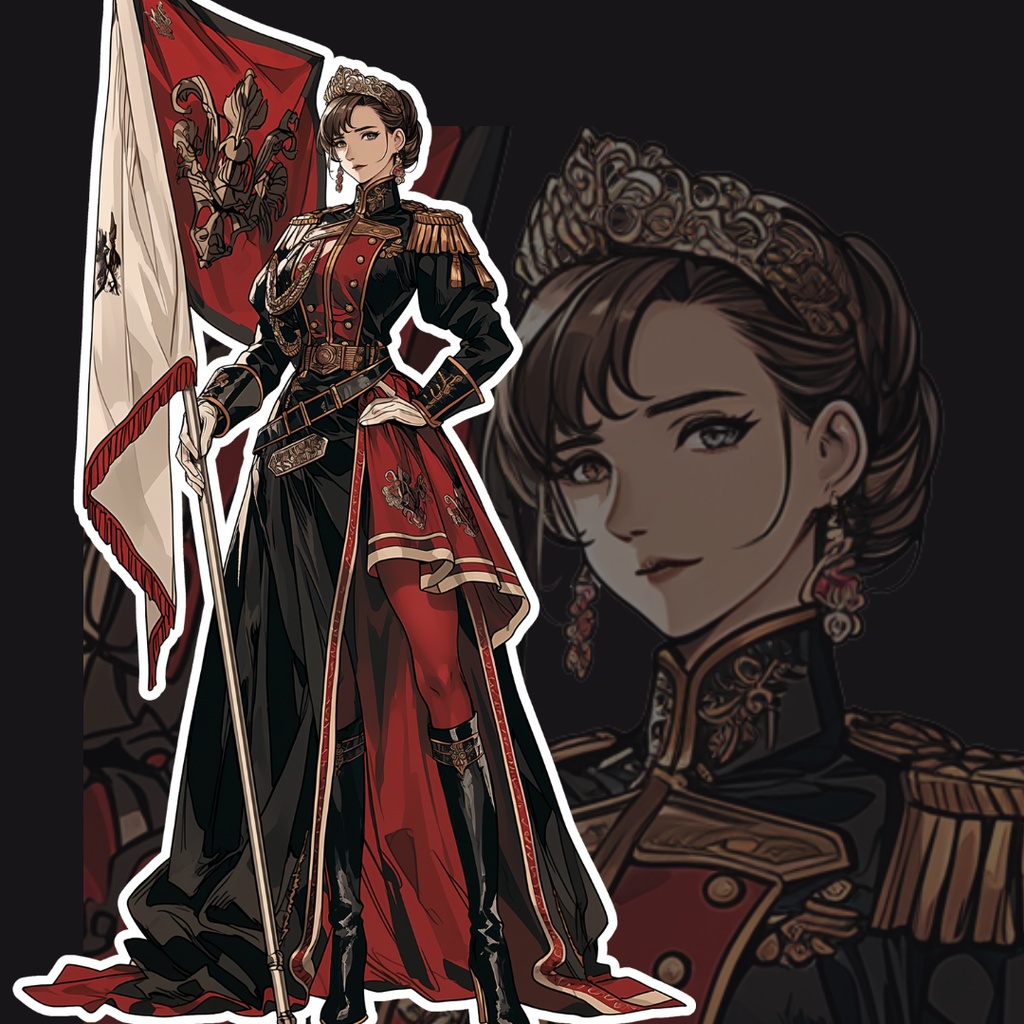 旗を持つ少女の立ち絵-全6種