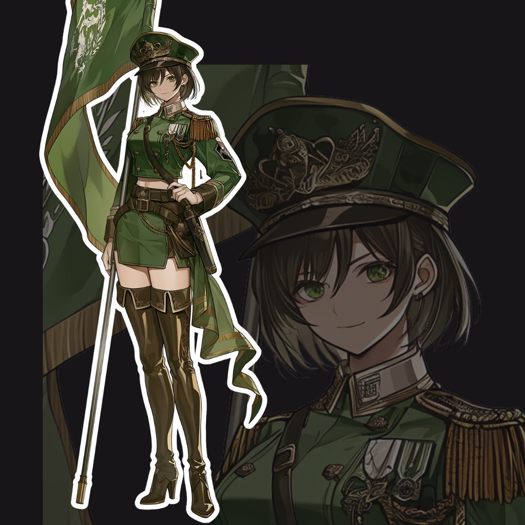 旗を持つ少女の立ち絵-全6種