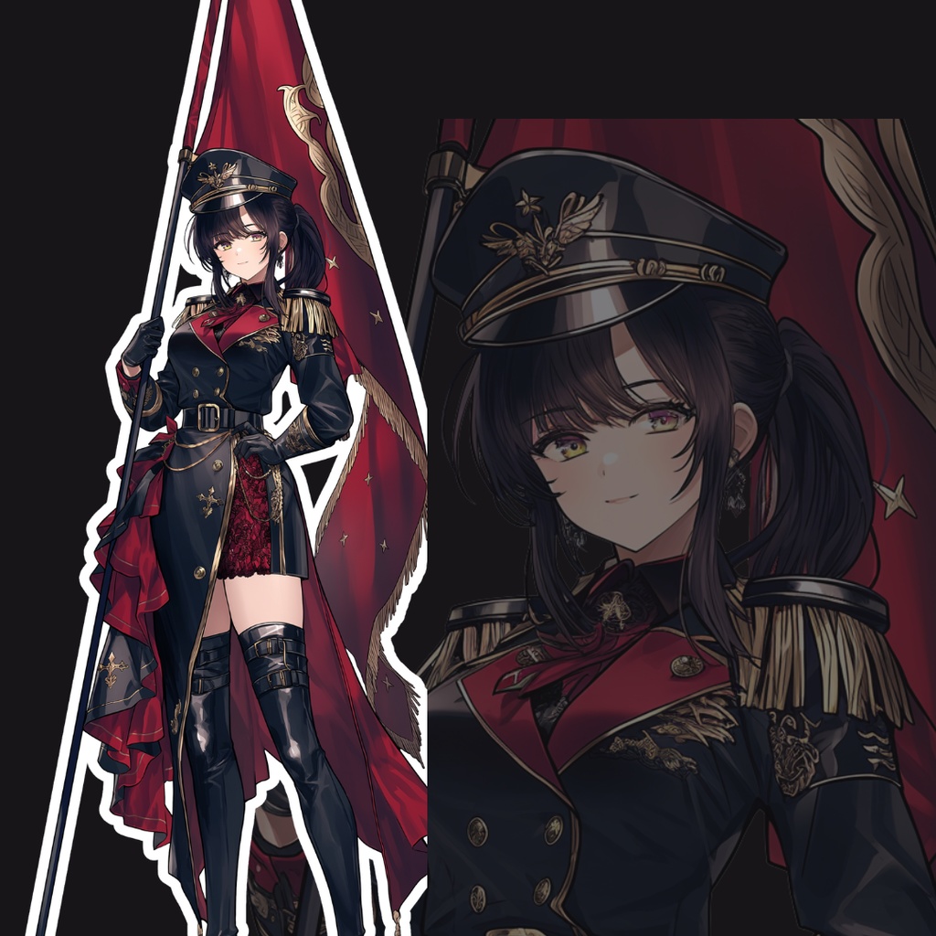 旗を持つ少女の立ち絵-全6種