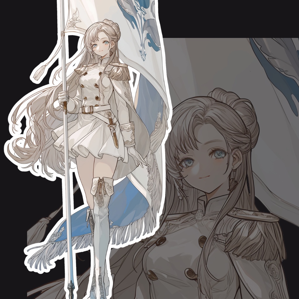 旗を持つ少女の立ち絵-全6種