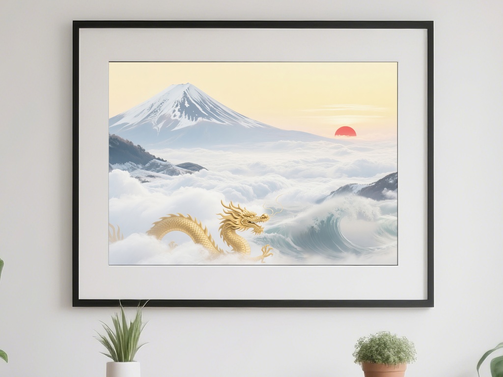 金龍と富士山の日の出