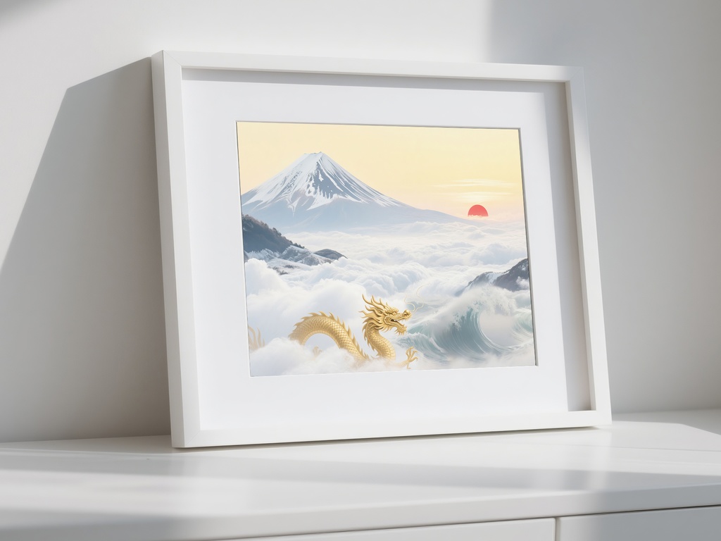 金龍と富士山の日の出