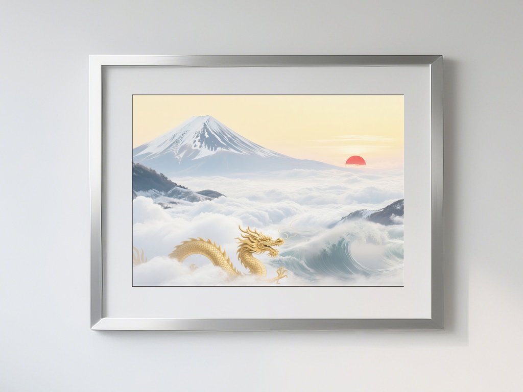 金龍と富士山の日の出