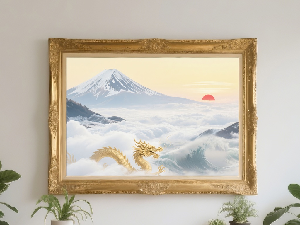 金龍と富士山の日の出