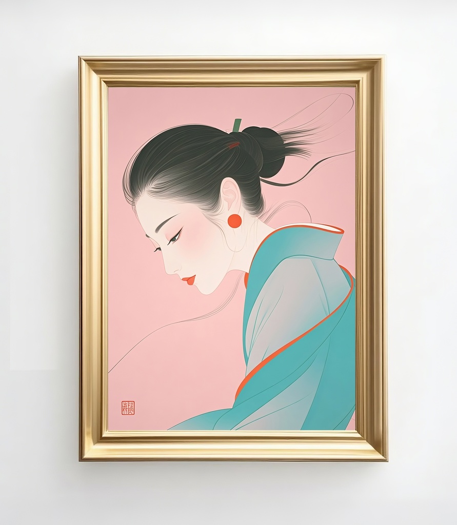 横顔の女性・ 和モダン美のデジタルアート uk018