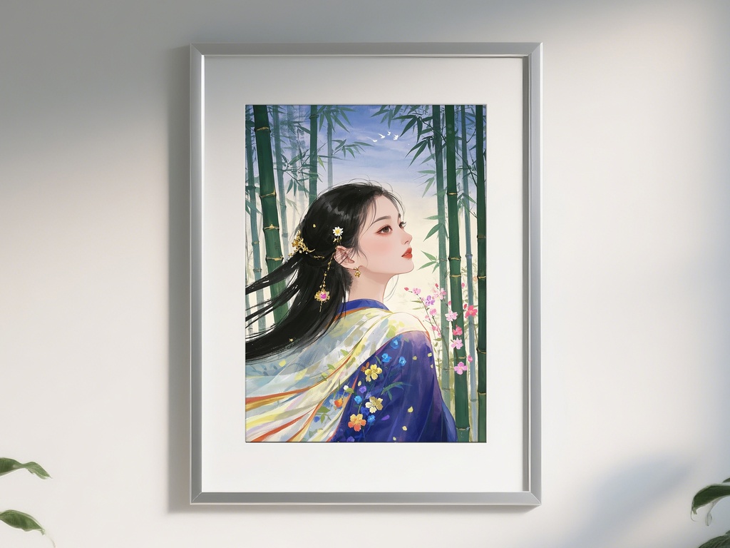 竹林の幻想的な美人