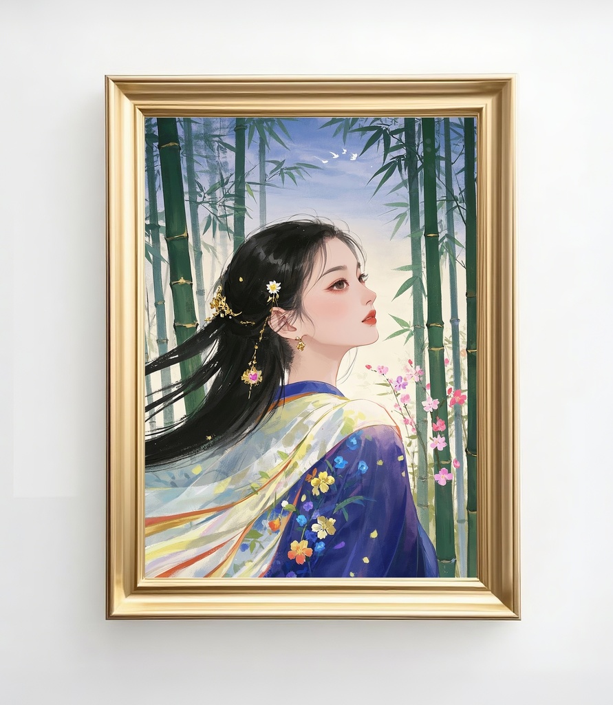 竹林の幻想的な美人 