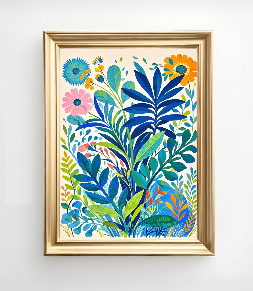 北欧風カラフルな植物イラスト