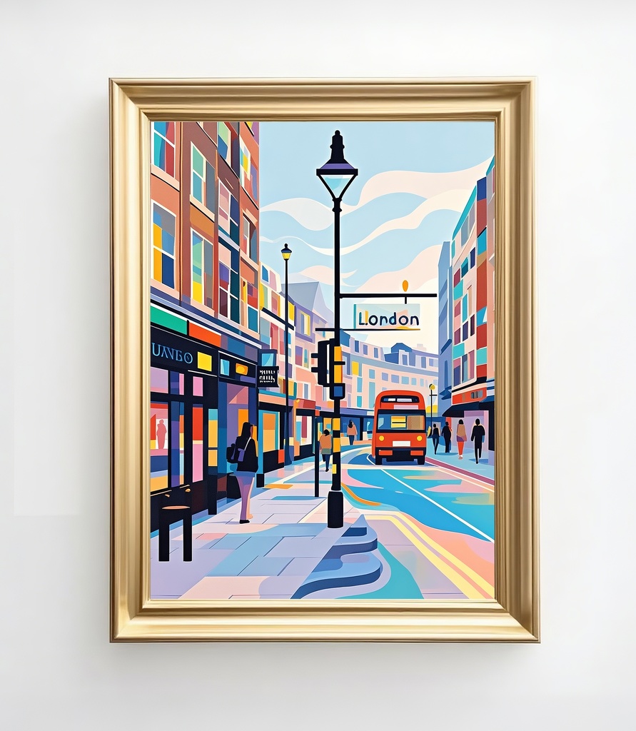 ロンドン街並みのモダンポップアート