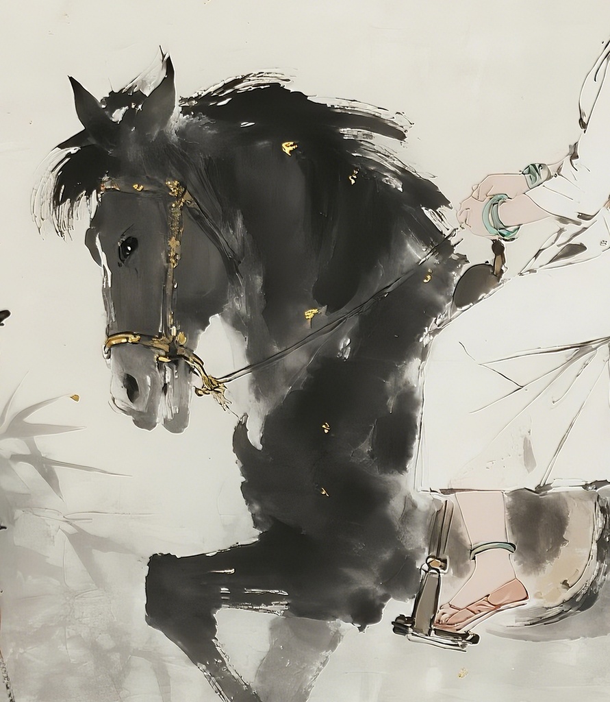 竹林騎乗の少女