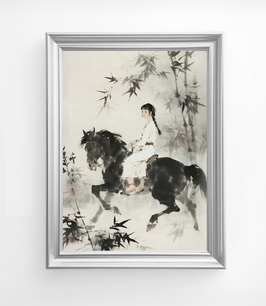 竹林騎乗の少女