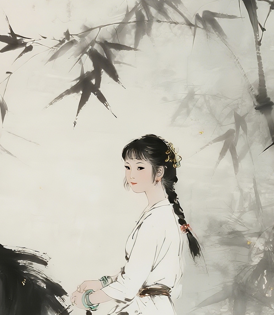 竹林騎乗の少女