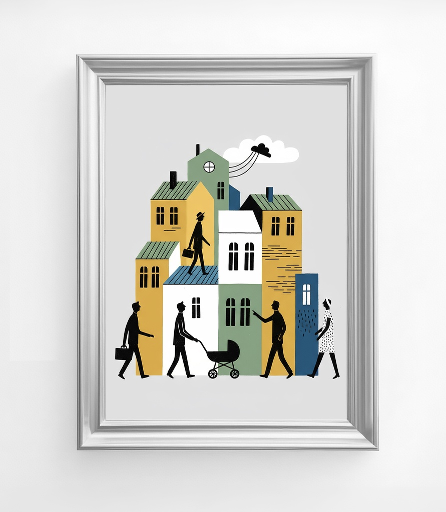 街と人のシルエット