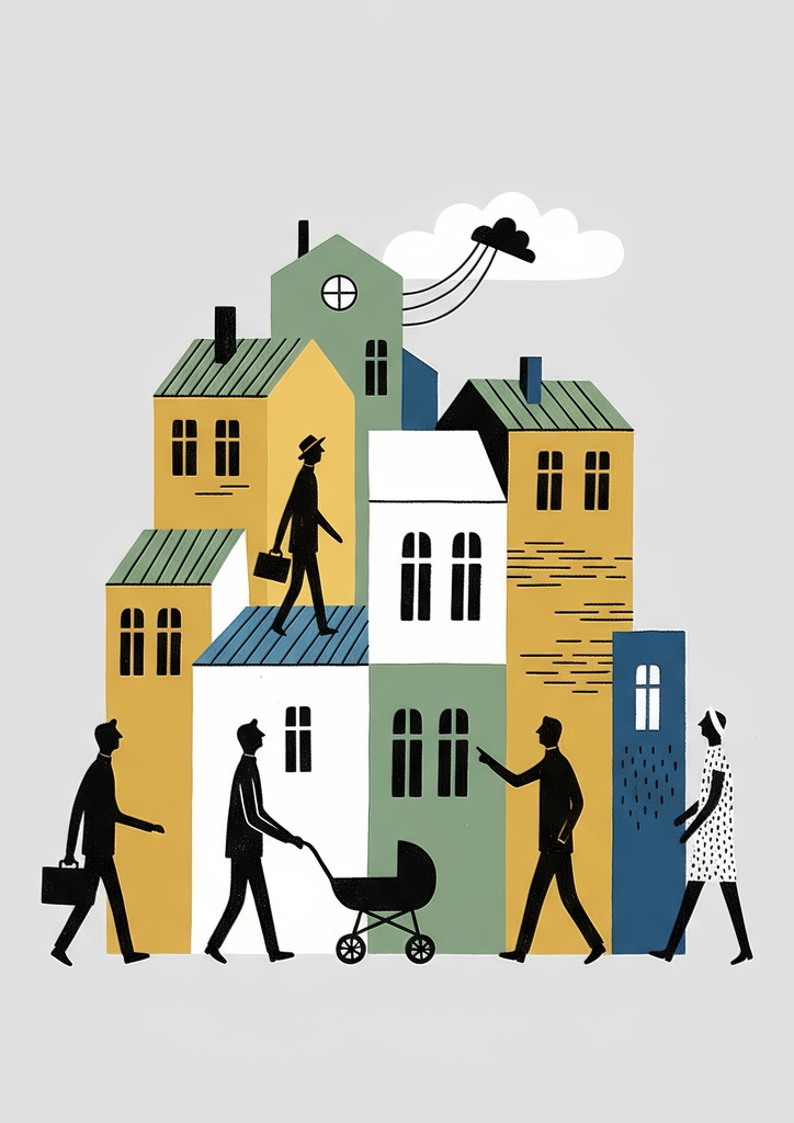 街と人のシルエット