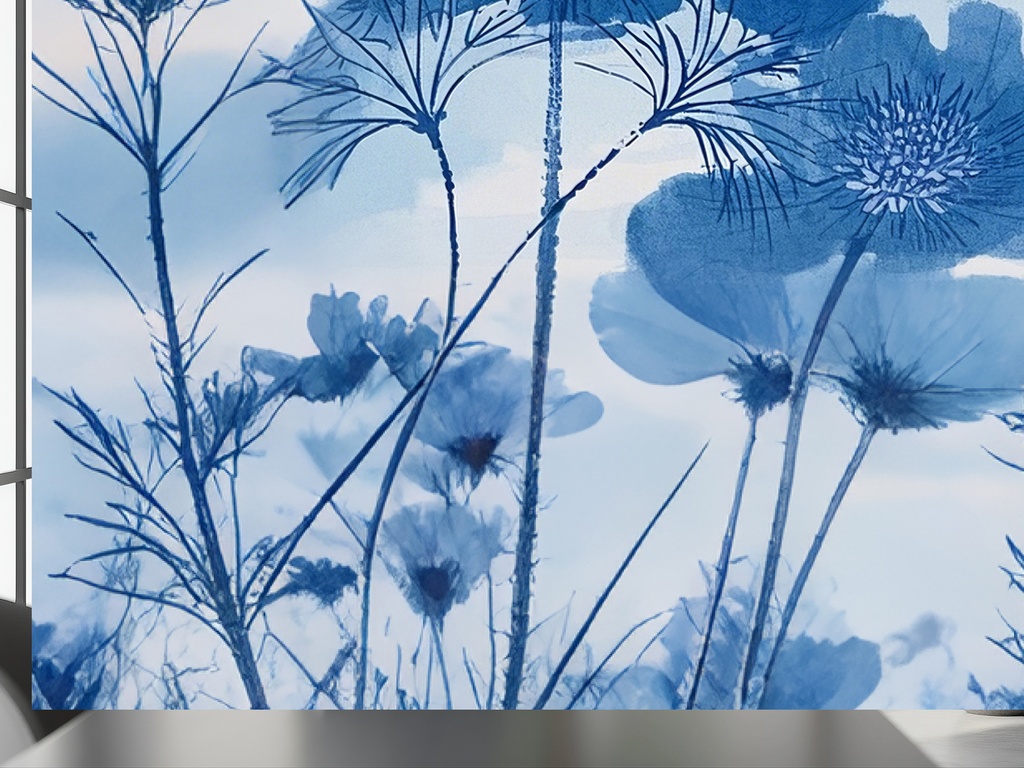 青い蓮 の風水アート