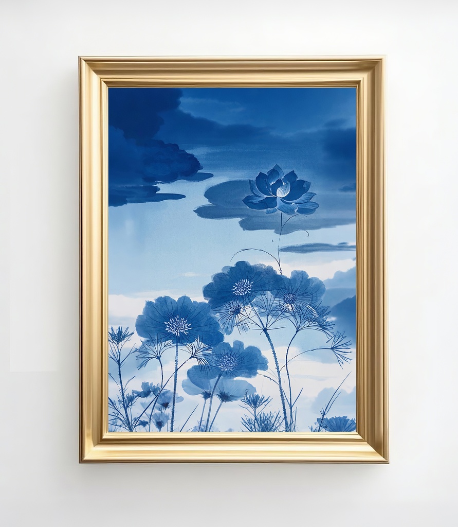 青い蓮 の風水アート