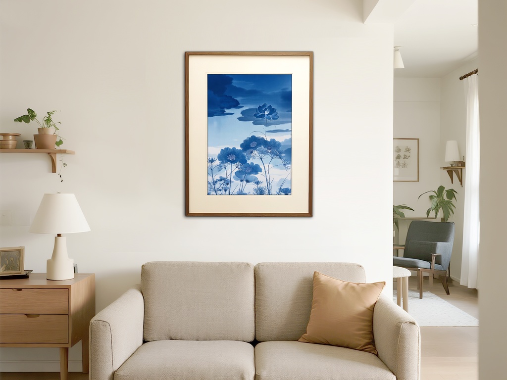 青い蓮 の風水アート