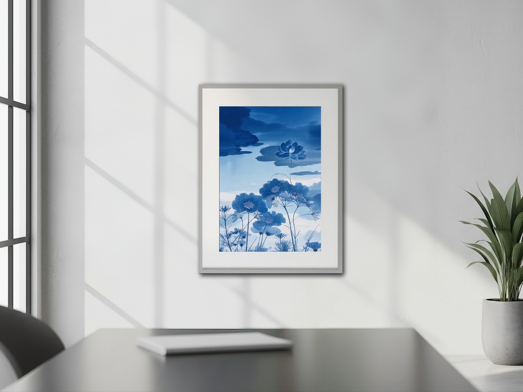 青い蓮 の風水アート