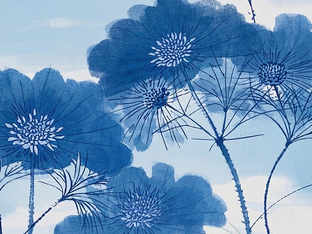 青い蓮 の風水アート