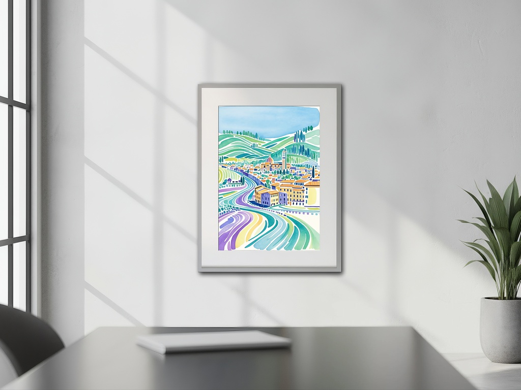 イタリアの山と市街図