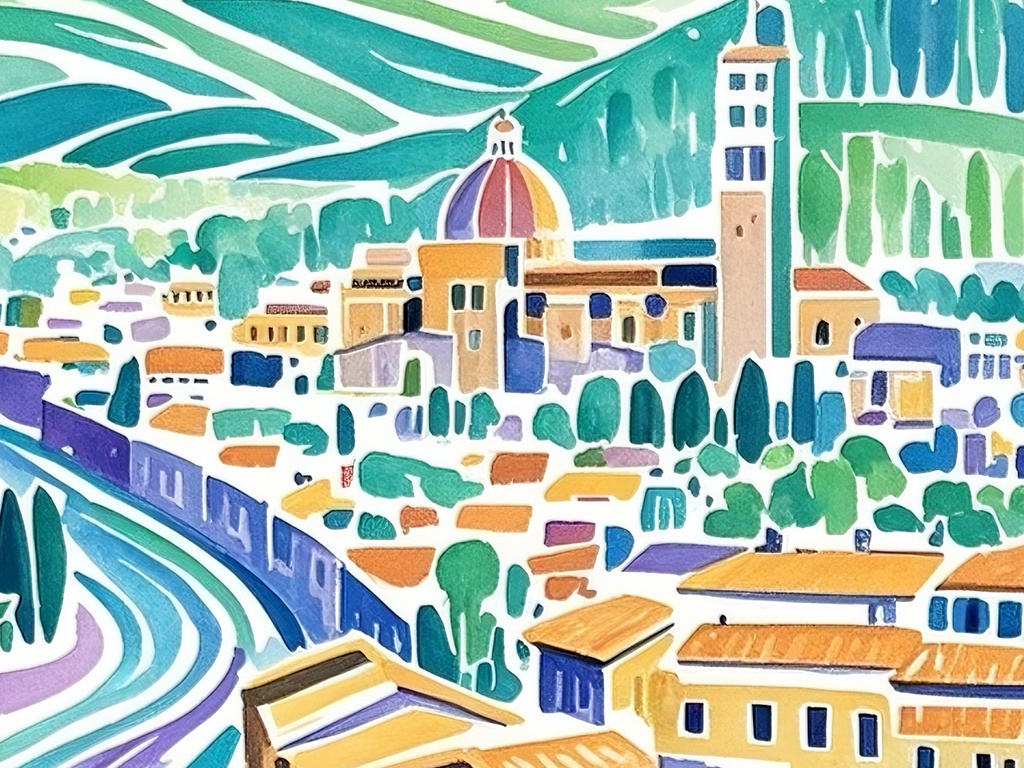 イタリアの山と市街図