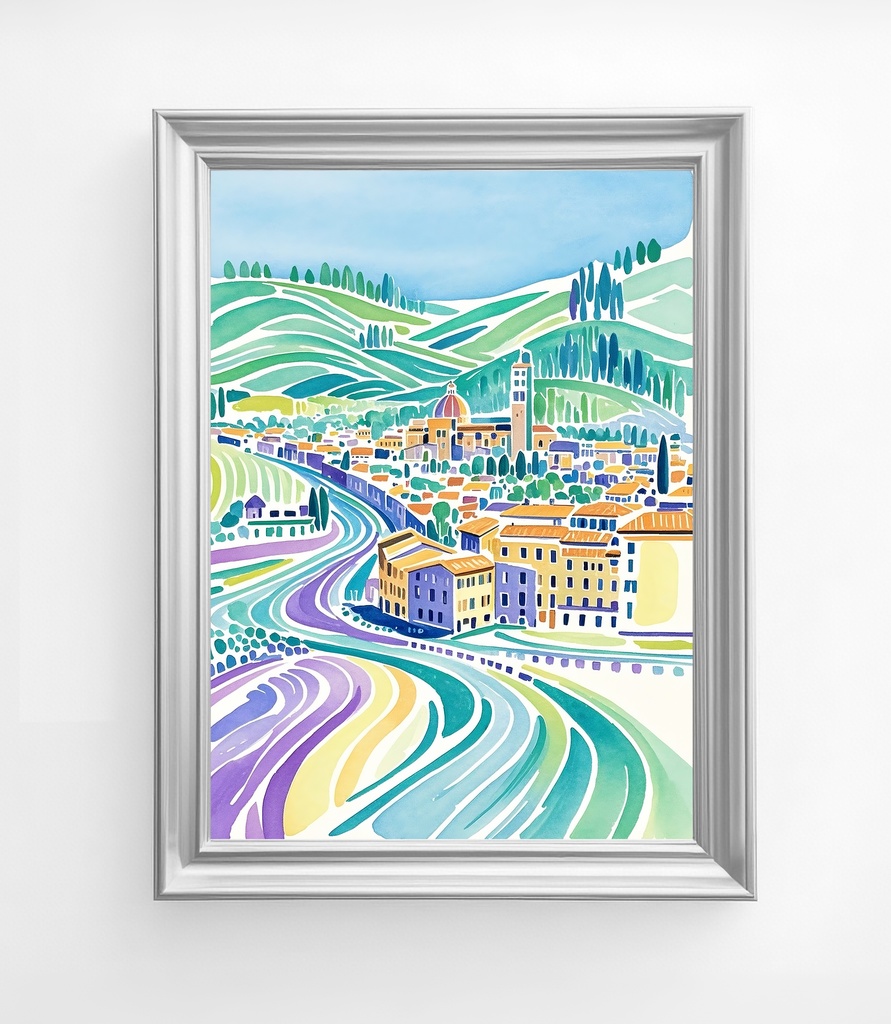 イタリアの山と市街図