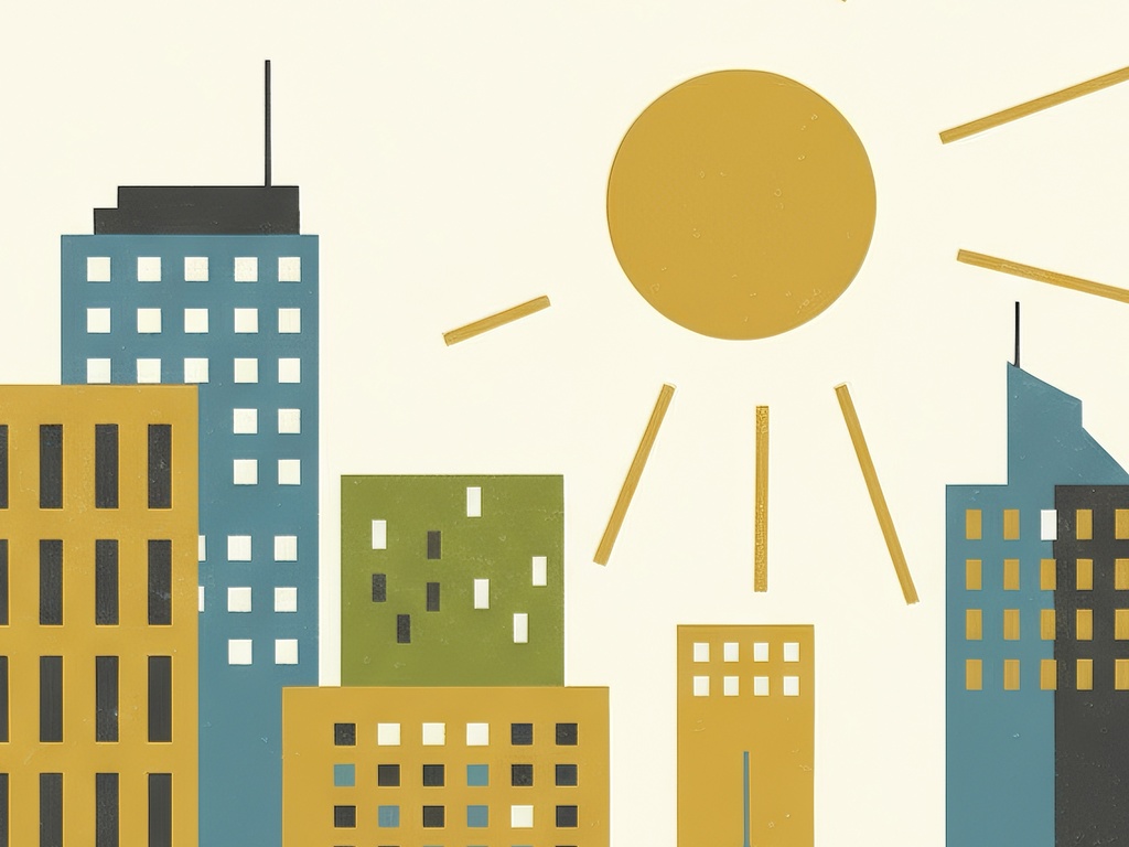 太陽と都市の朝