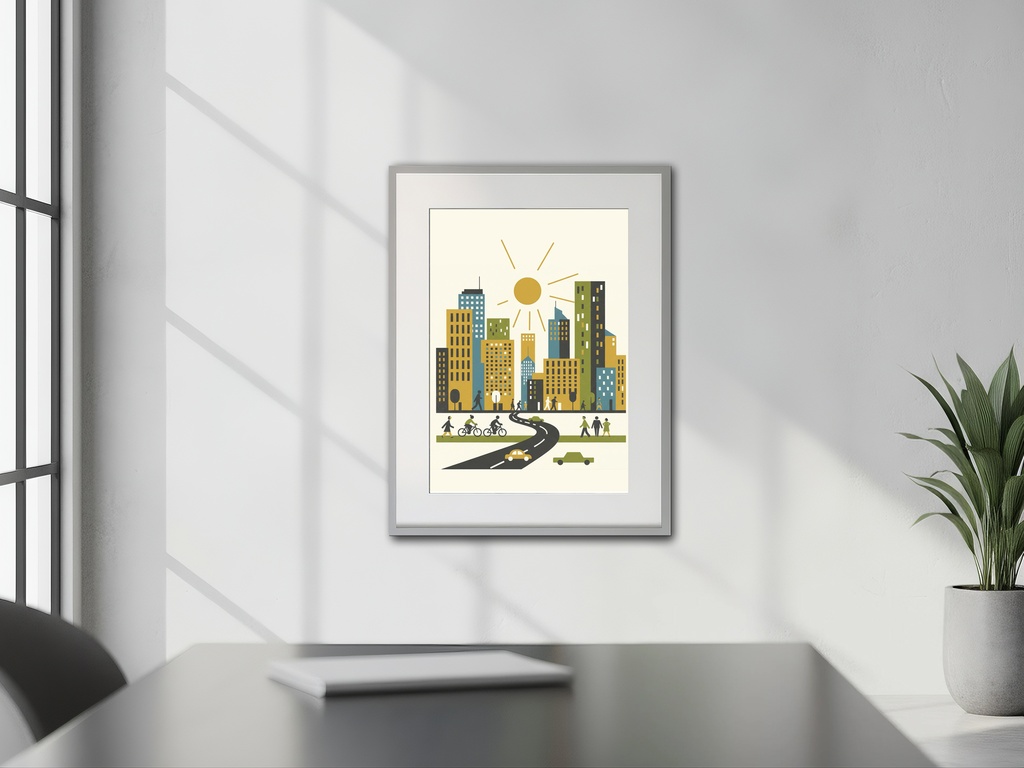 太陽と都市の朝