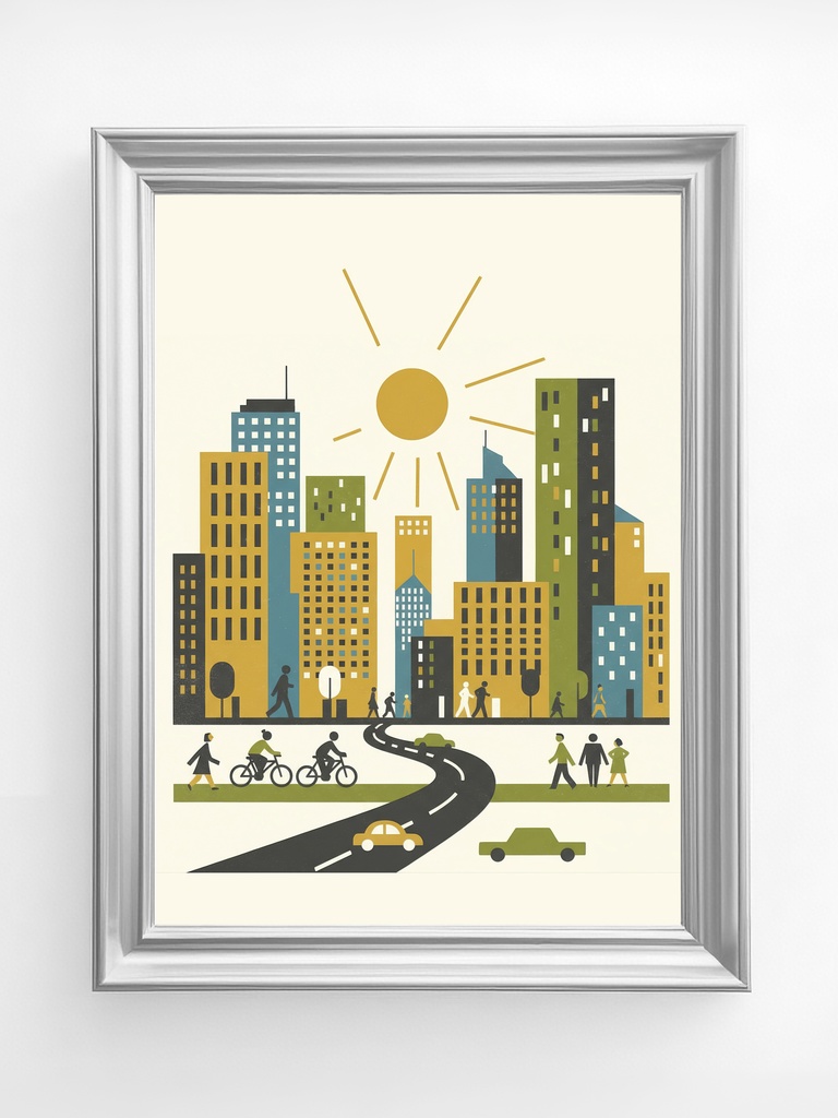 太陽と都市の朝