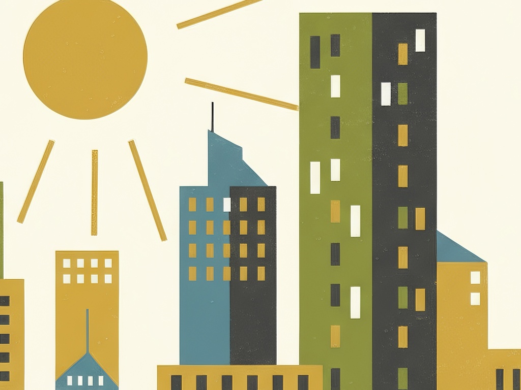 太陽と都市の朝