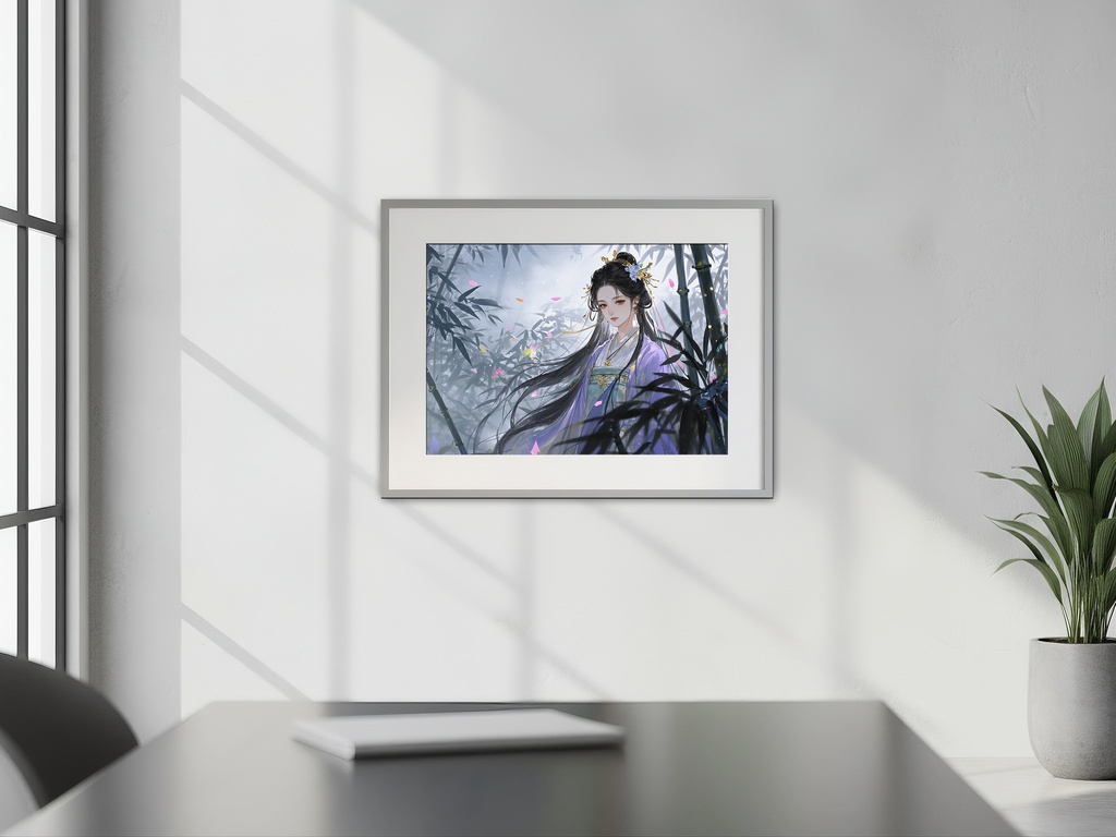 薄紫の衣装を纏った優雅な女性