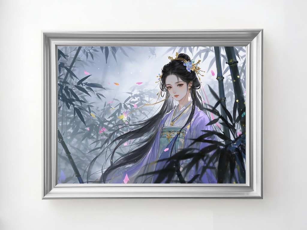 薄紫の衣装を纏った優雅な女性