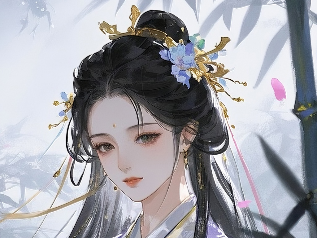 薄紫の衣装を纏った優雅な女性