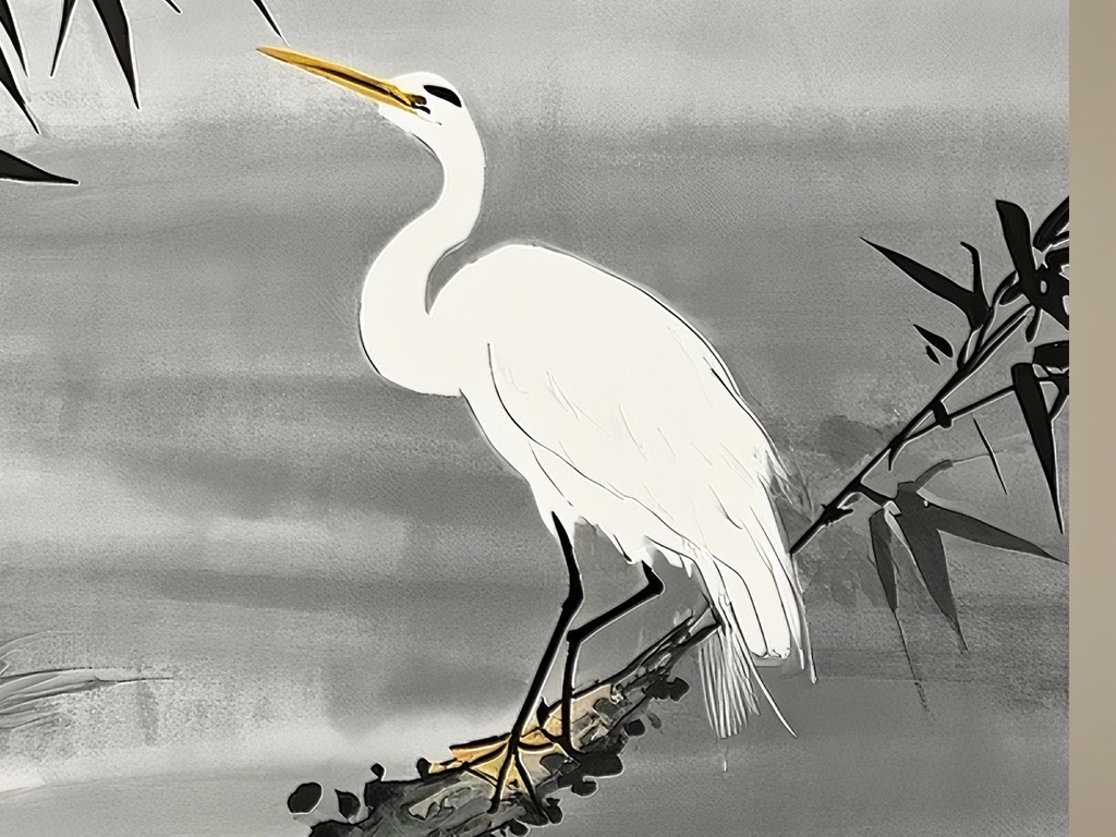 竹林に佇む白鷺